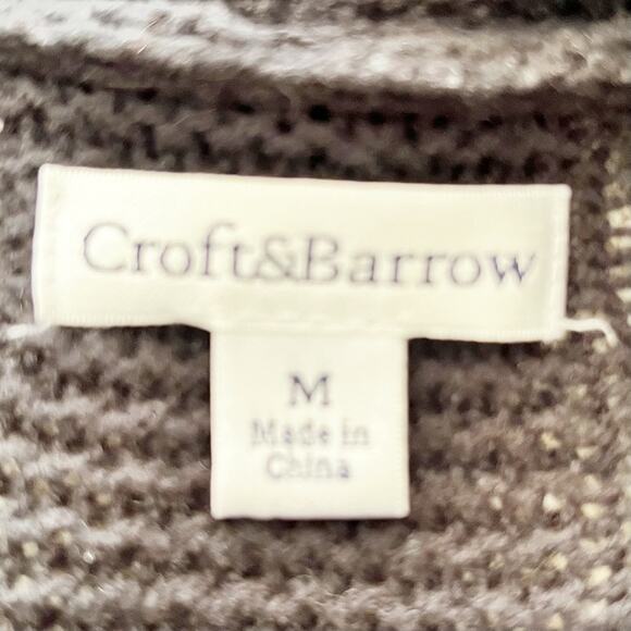 CROFT & BARROW Black Chunky Knit Cardigan, M - Picture 9 of 9